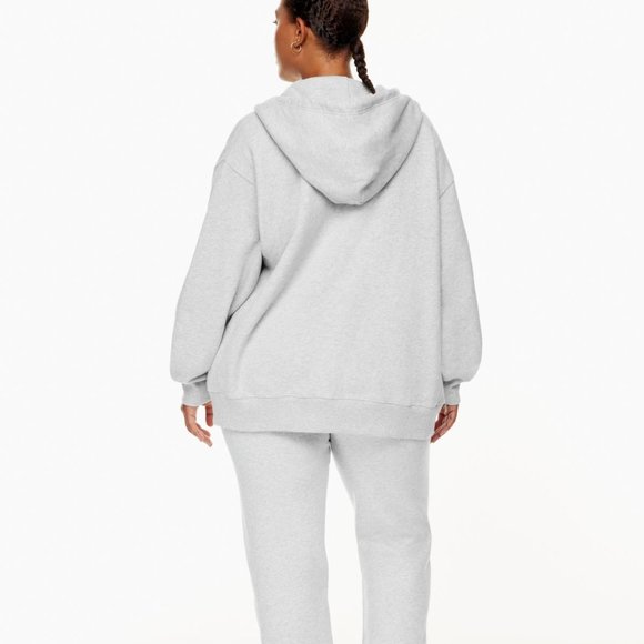 Aritzia Tna Cozy Fleece Boyfriend Zip Hoodie Heather Chrome Size Large - Picture 2 of 12